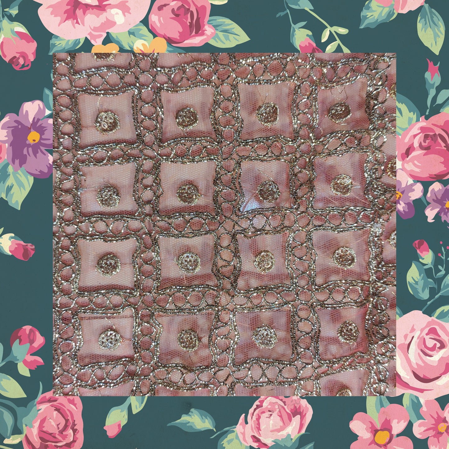 Sequence Embroidery With Glitter Codding On Net