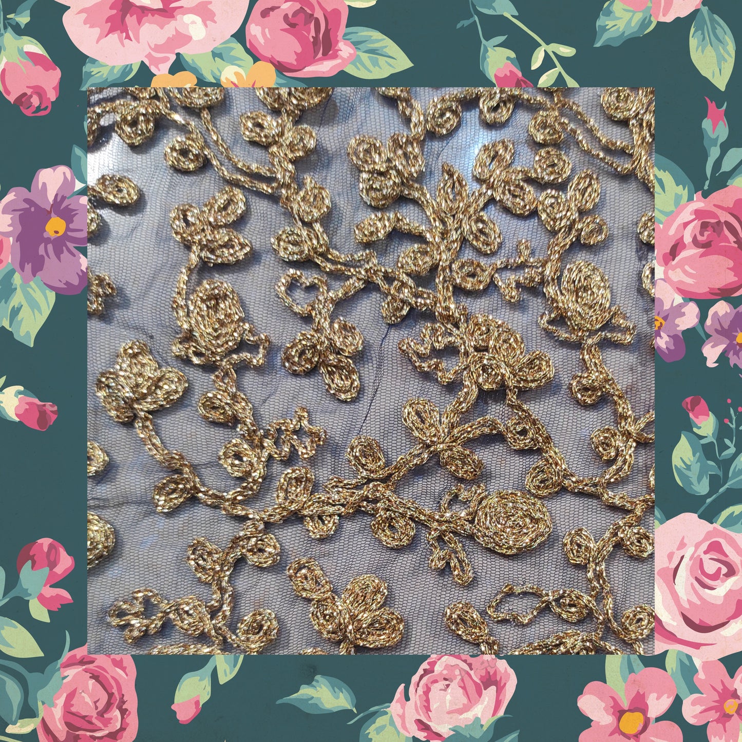 Kasab Zari Codding Embroidery On Net