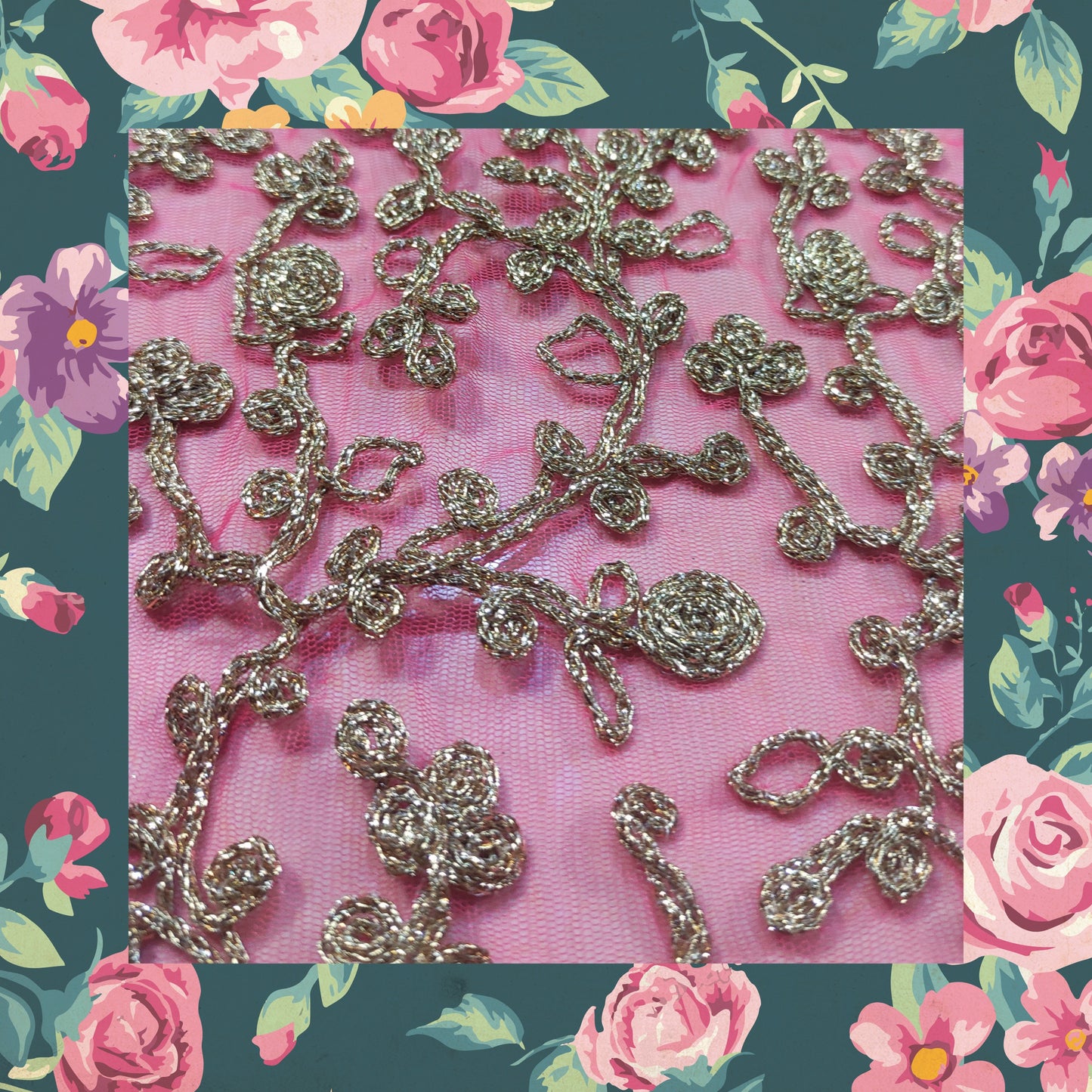 Kasab Zari Codding Embroidery On Net