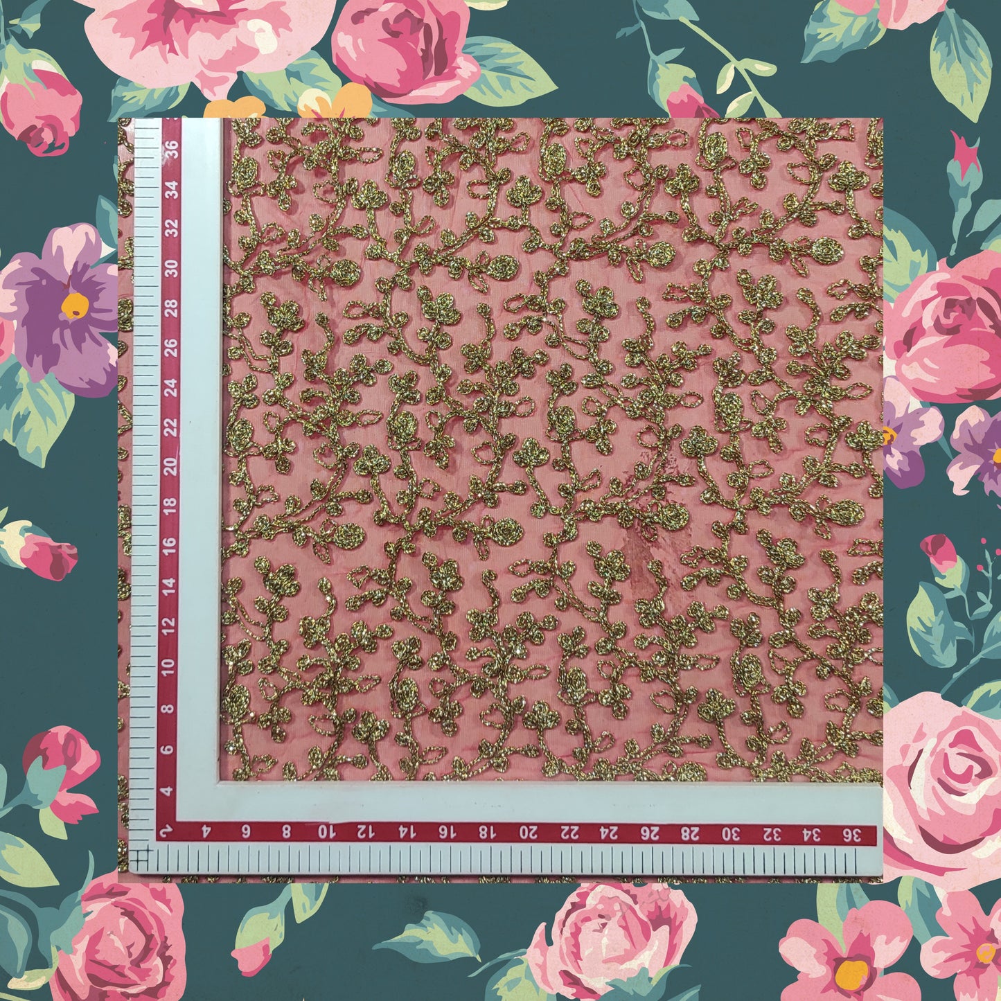 Kasab Zari Codding Embroidery On Net