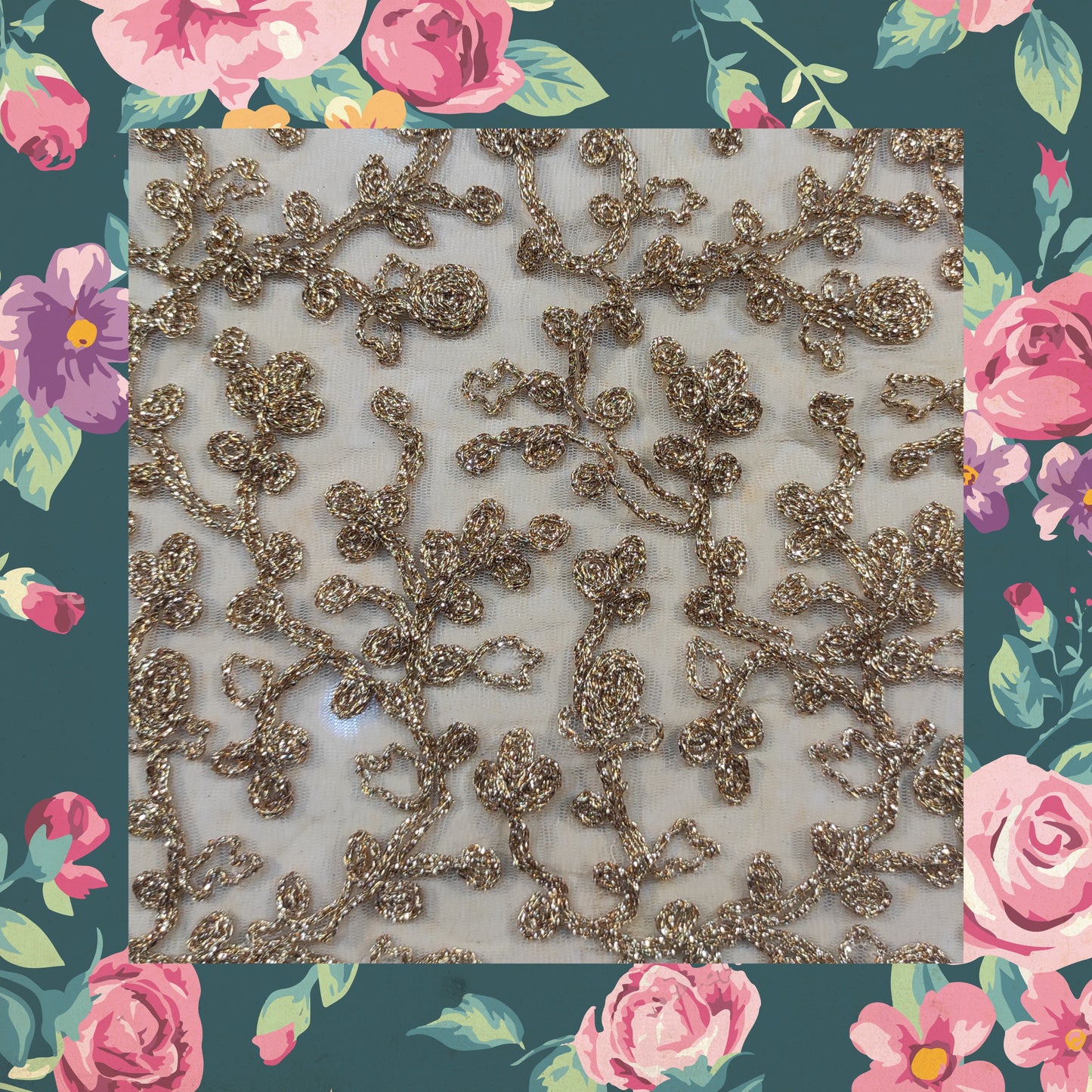 Kasab Zari Codding Embroidery On Net