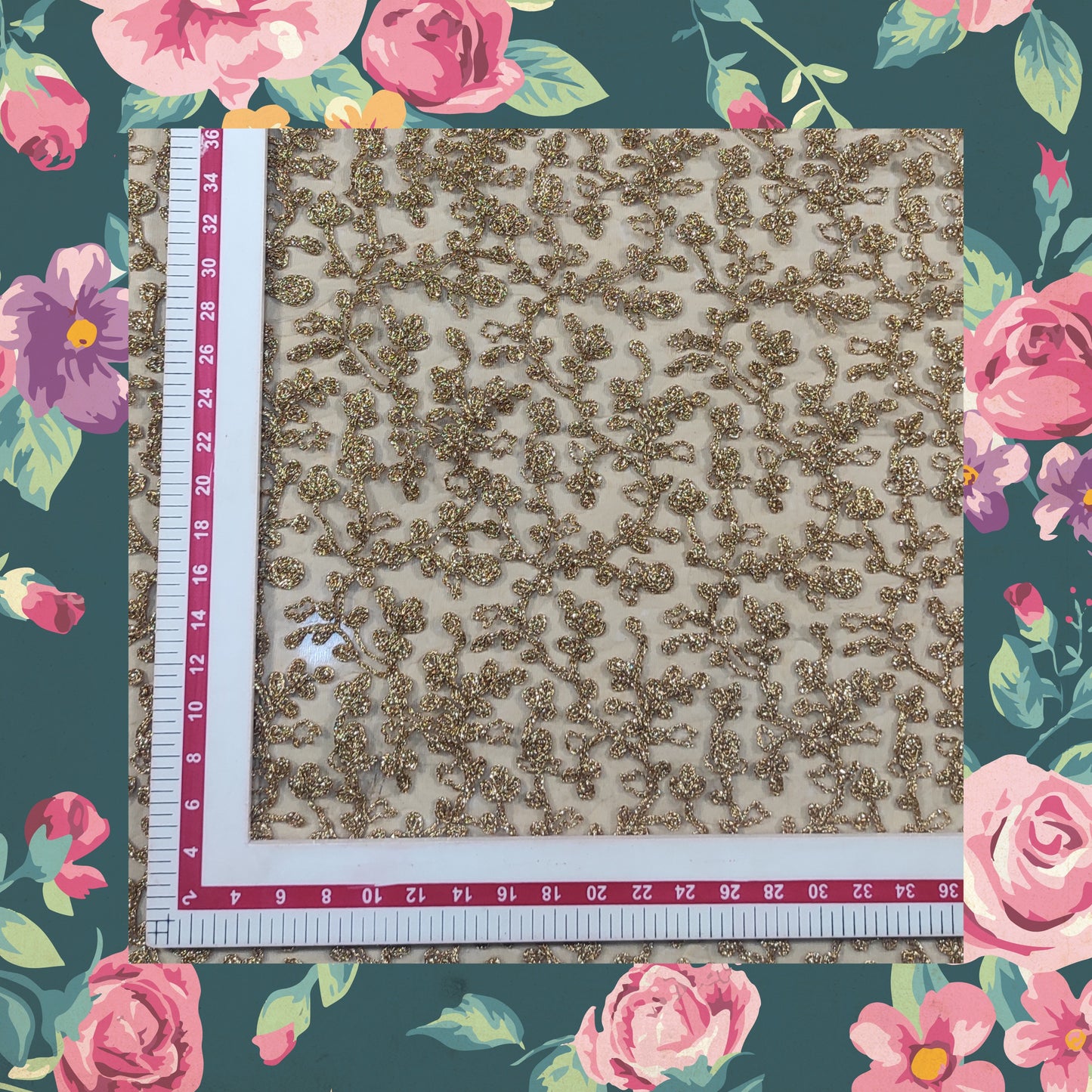 Kasab Zari Codding Embroidery On Net