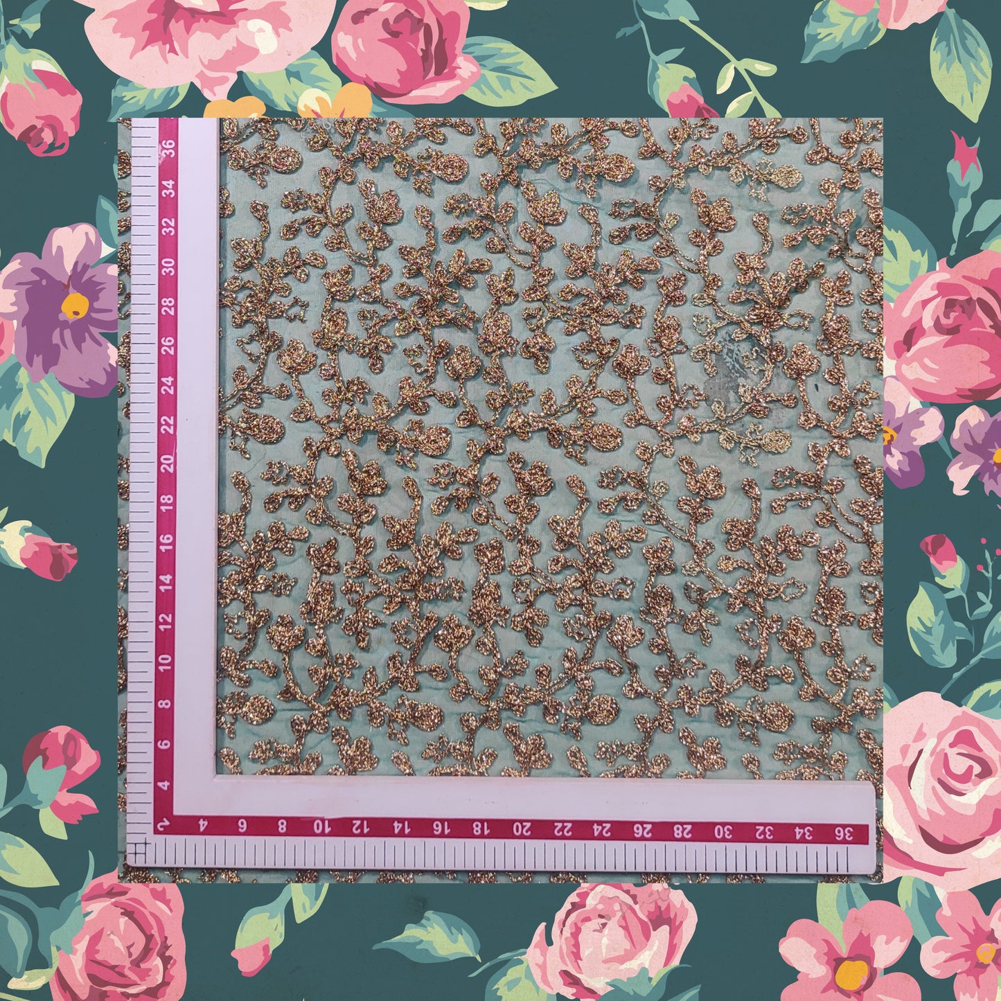 Kasab Zari Codding Embroidery On Net