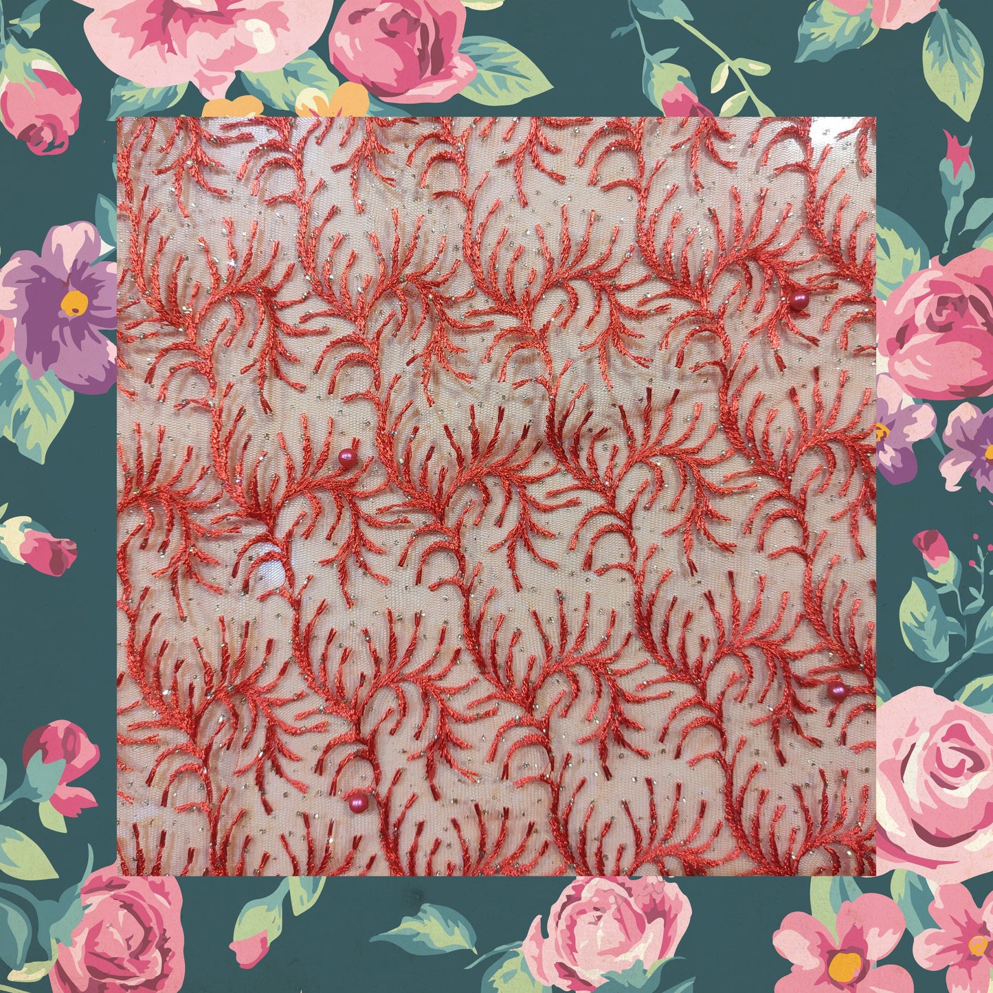 Multi Embroidery Work With Moti On Net