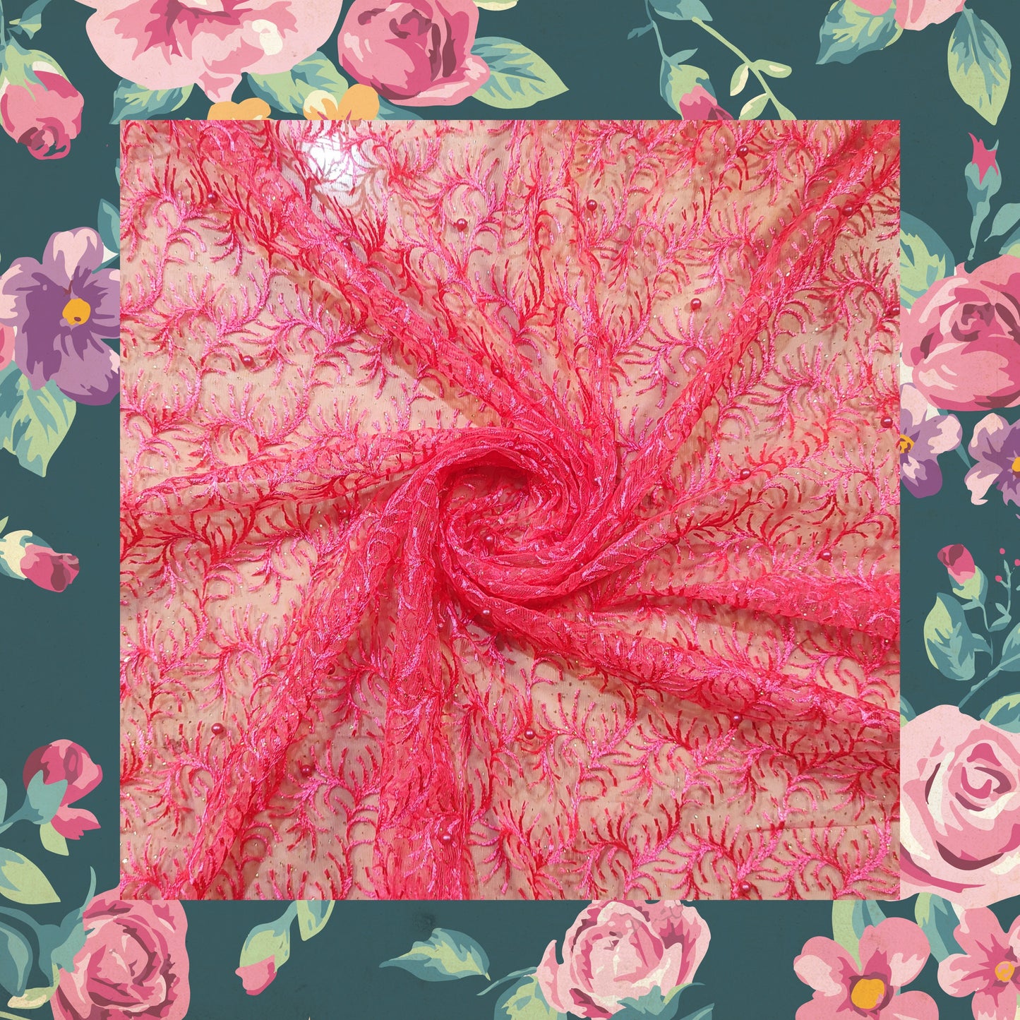 Multi Embroidery Work With Moti On Net