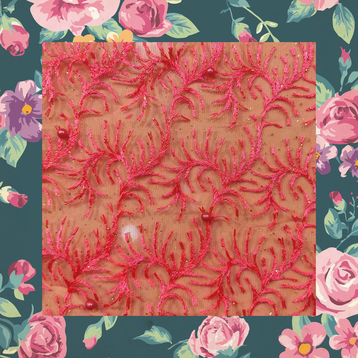 Multi Embroidery Work With Moti On Net