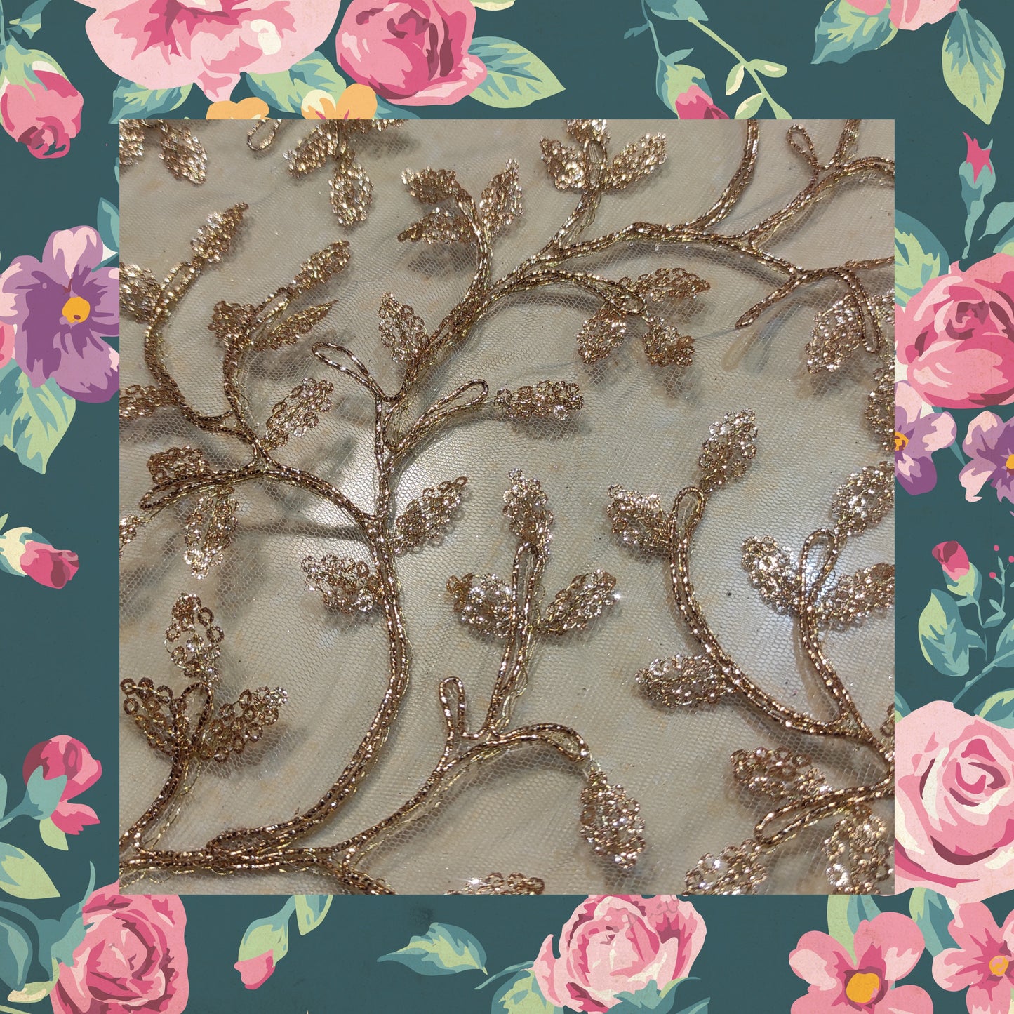 Glitter Sequence Codding Embroidery On Net