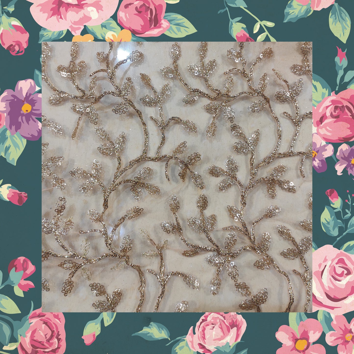 Glitter Sequence Codding Embroidery On Net