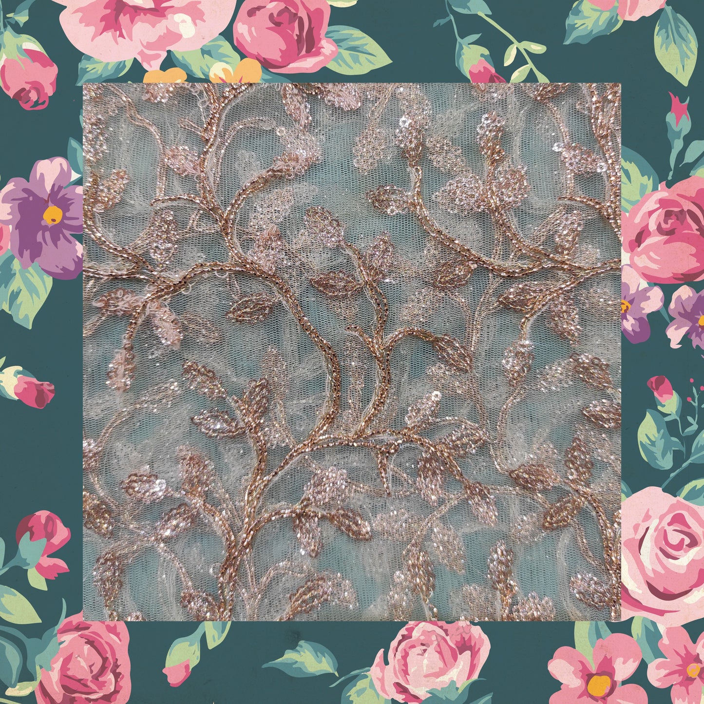 Glitter Sequence Codding Embroidery On Net
