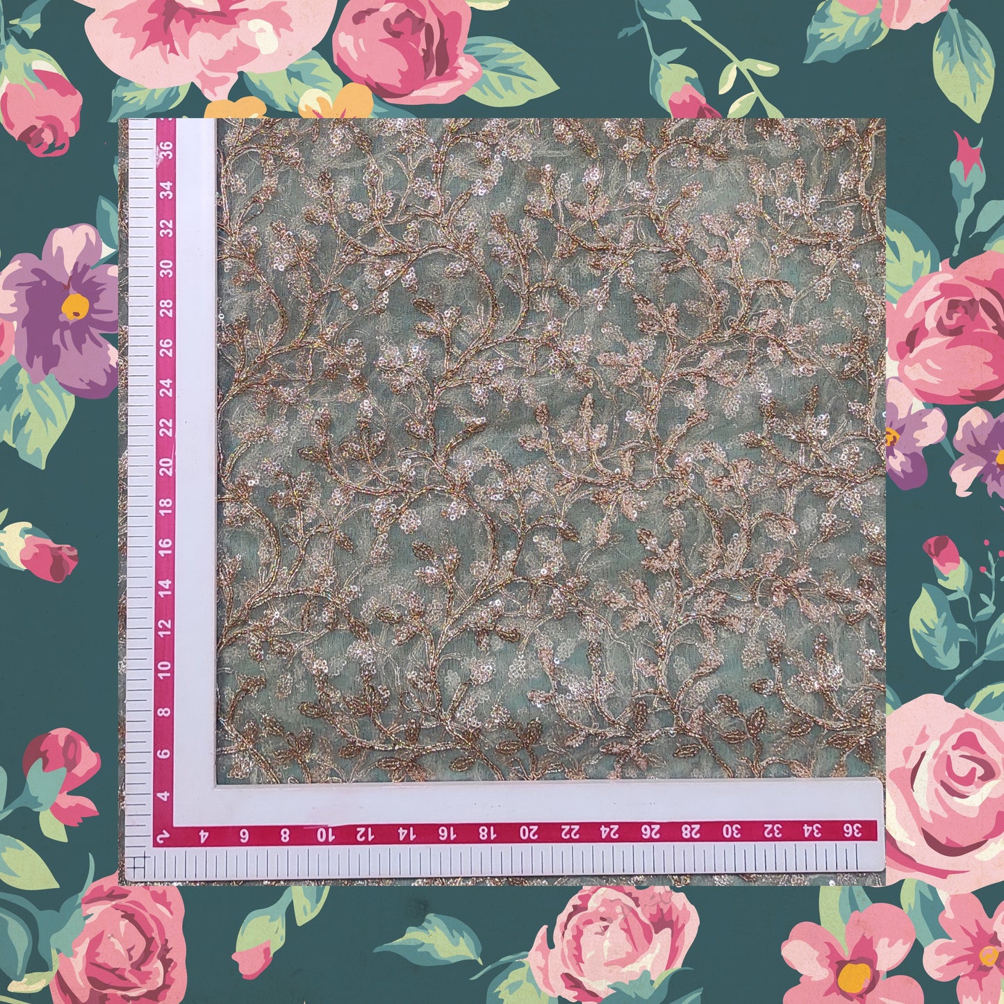 Glitter Sequence Codding Embroidery On Net