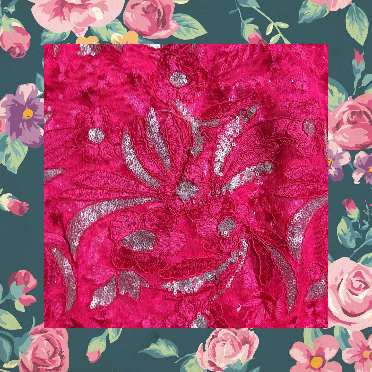 Multi Coding Work Silver Sequence Embroidery