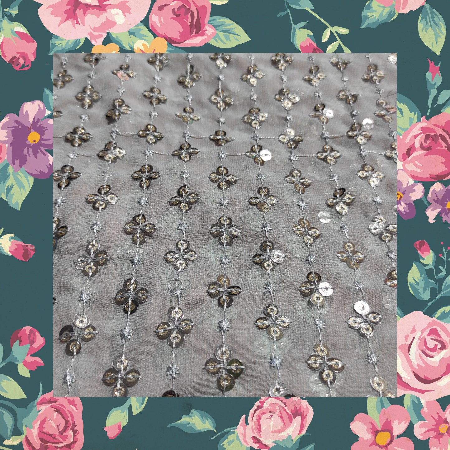 Sequence Embroidery Work on Georgette