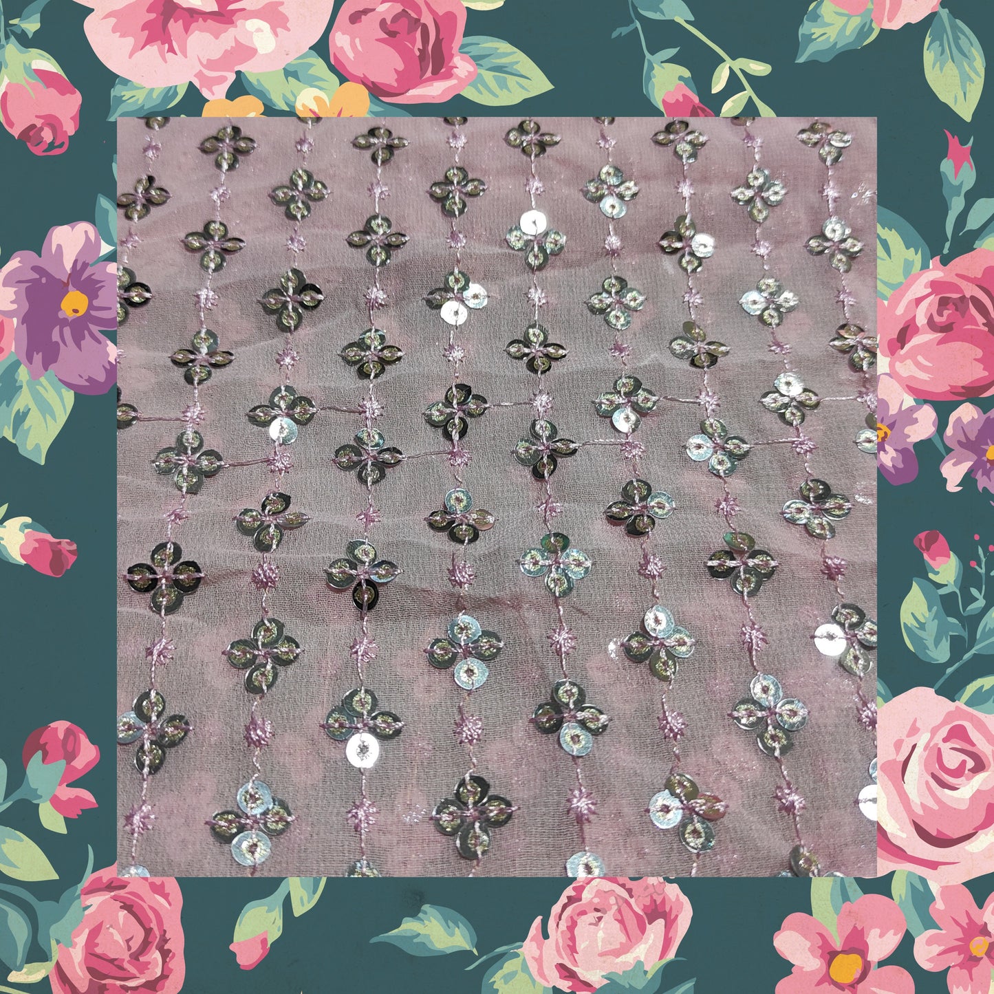 Sequence Embroidery Work on Georgette