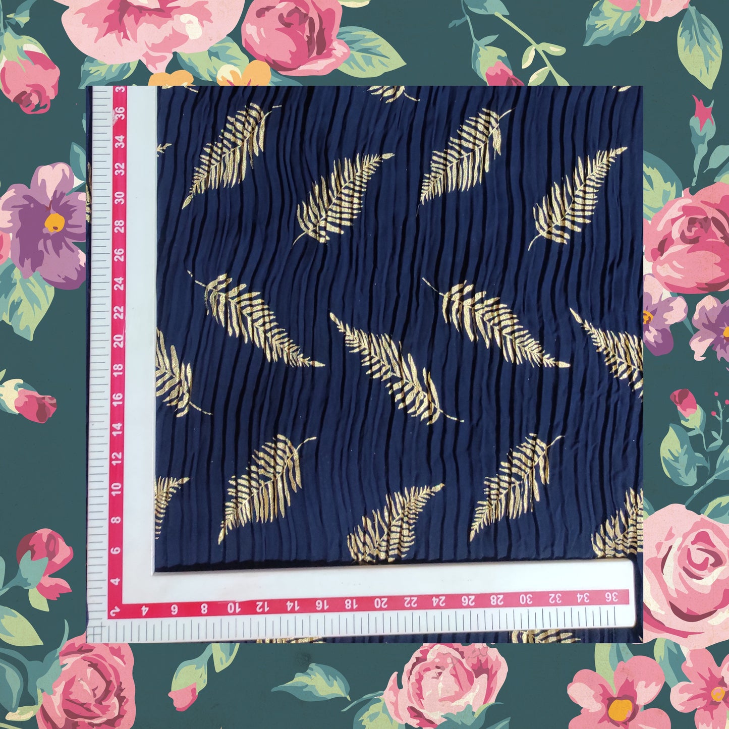 High Quality Foil Printed Pleated Georgette Fabric (price for 6 meter)
