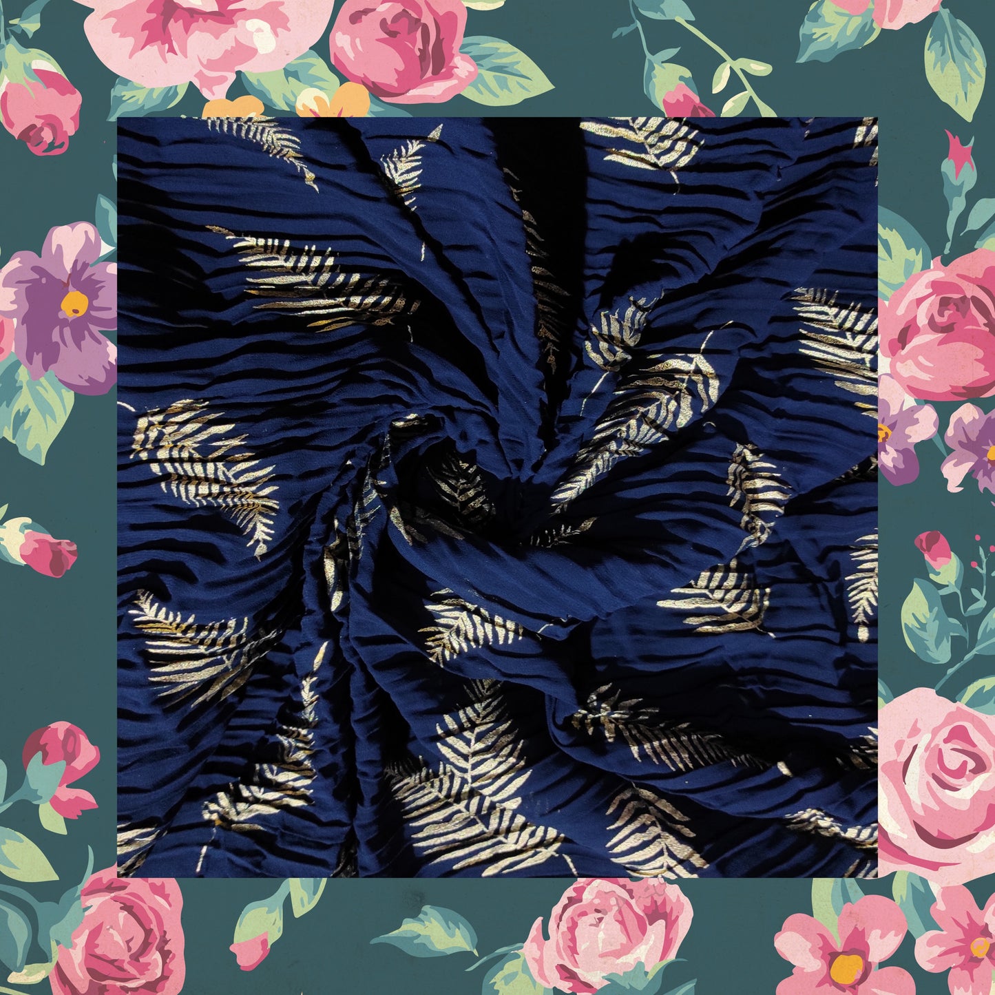 High Quality Foil Printed Pleated Georgette Fabric (price for 6 meter)