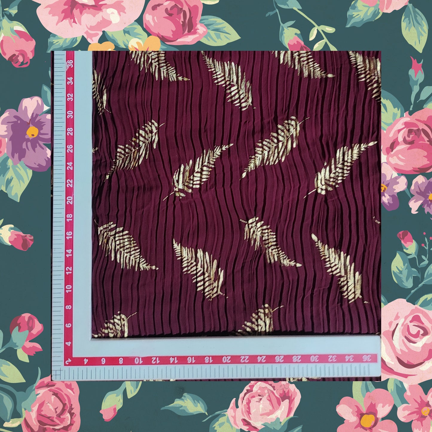 Foil Printed Pleated Georgette Fabric (price for 6 meter)