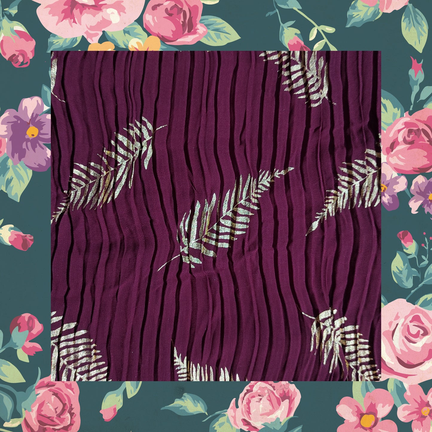 Foil Printed Pleated Georgette Fabric (price for 6 meter)