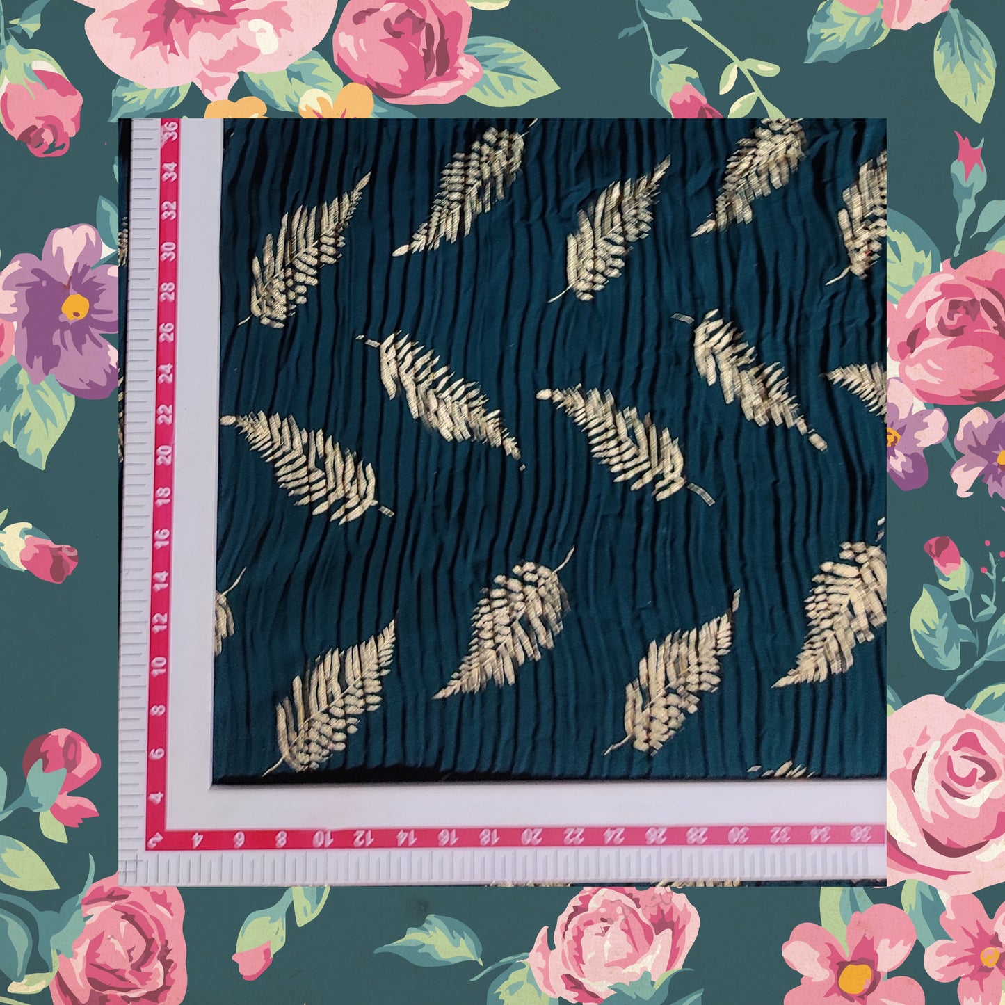 Lovely Foil Printed Pleated Georgette Fabric (price for 6 meter)