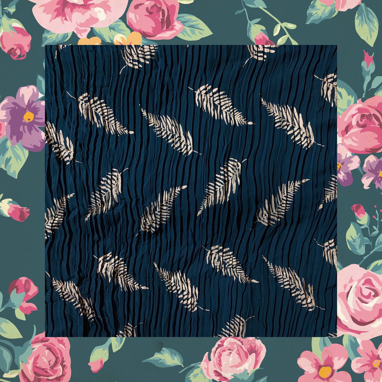 Lovely Foil Printed Pleated Georgette Fabric (price for 6 meter)