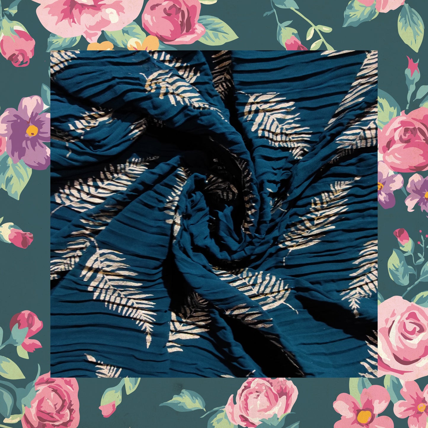 Lovely Foil Printed Pleated Georgette Fabric (price for 6 meter)