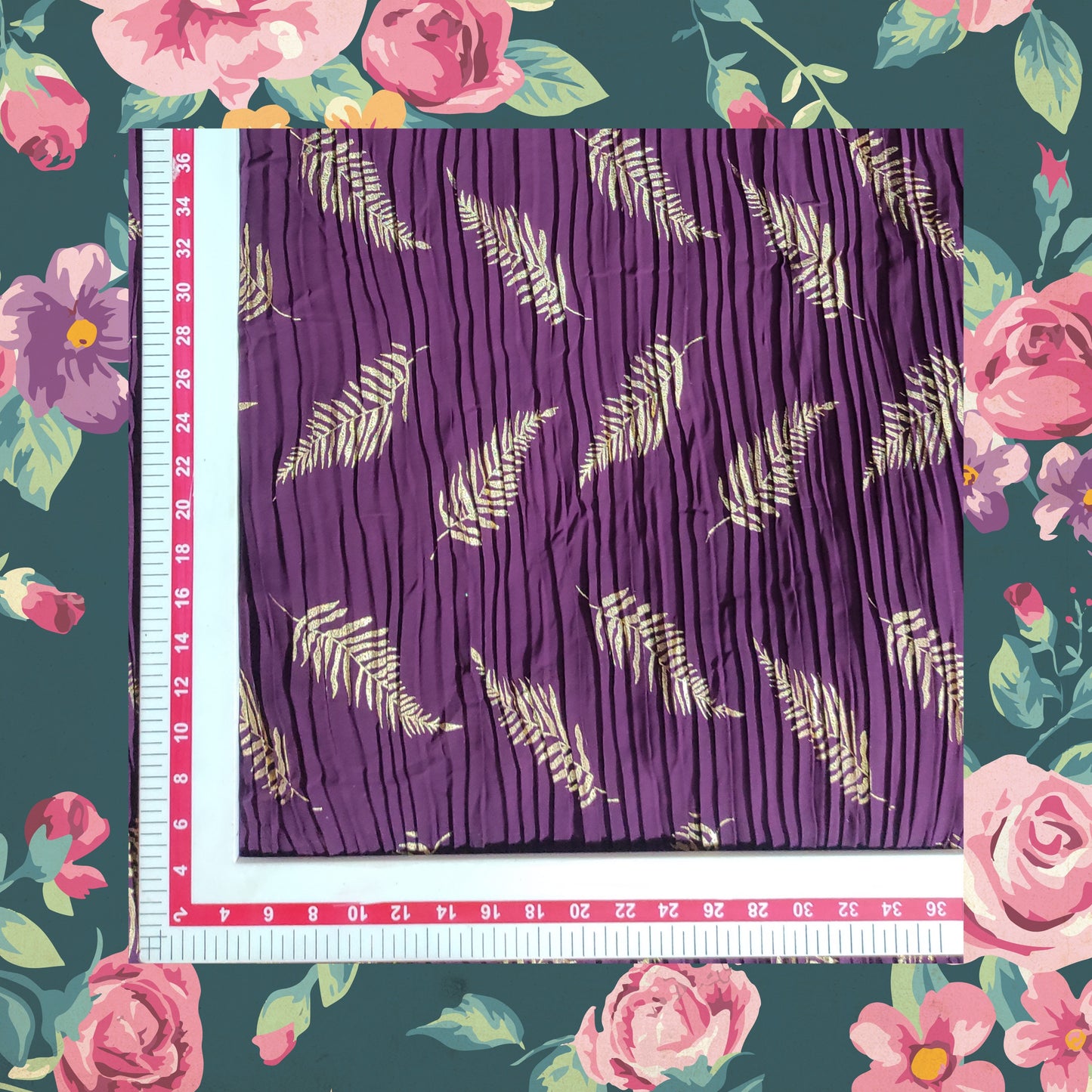 Premium Foil Printed Pleated Georgette Fabric (price for 6 meter)