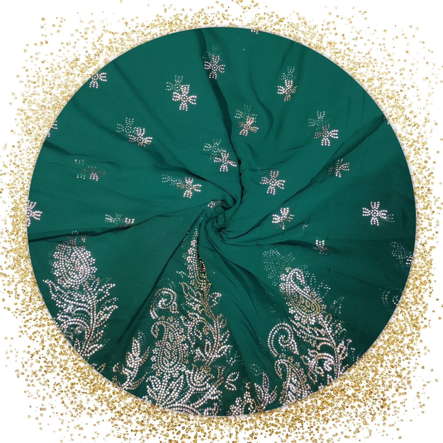 Lovely Mukesh Print On Georgette Fabric (price for 6 meter)