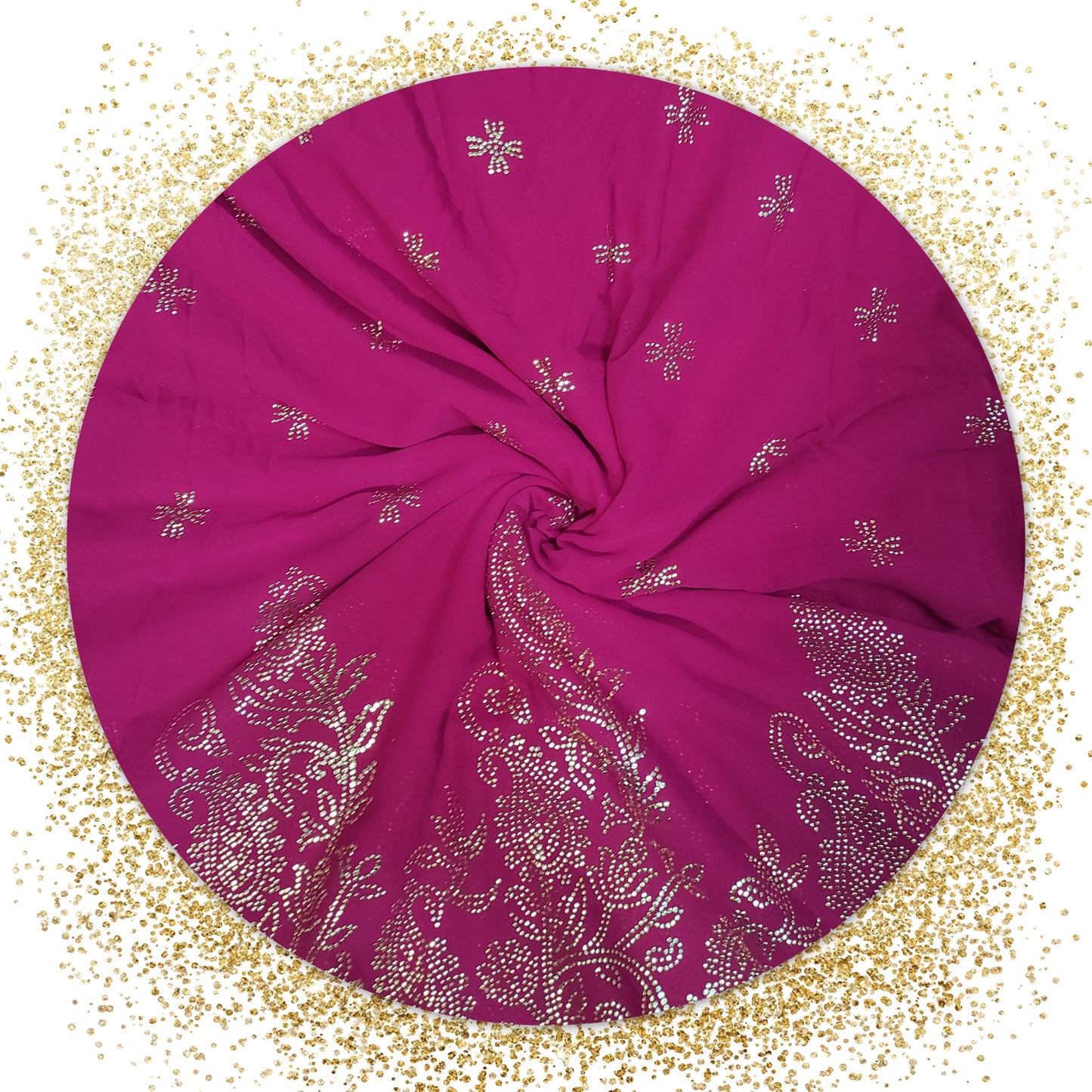 Lovely Mukesh Print On Georgette Fabric (price for 6 meter)