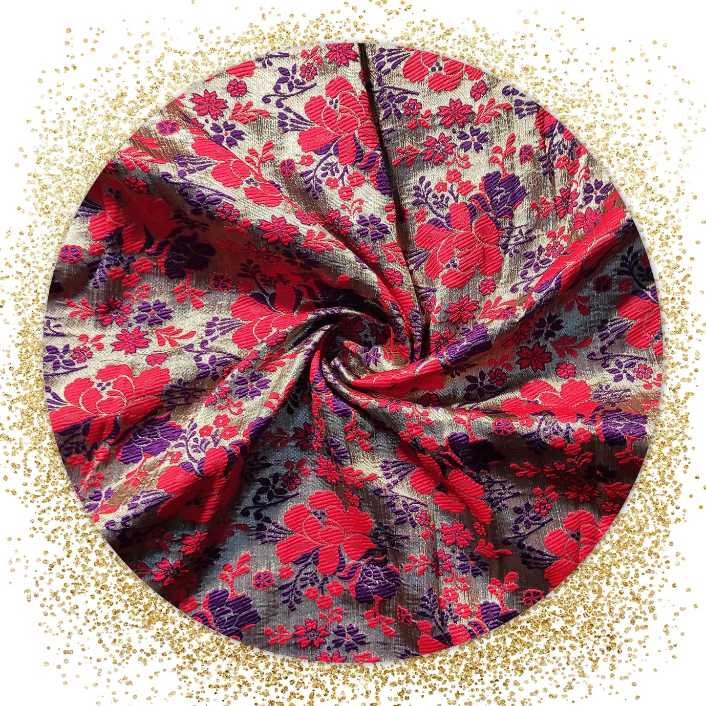 Prime Quality Flower Brocade Jacquard Fabric (Price For 6 meter)