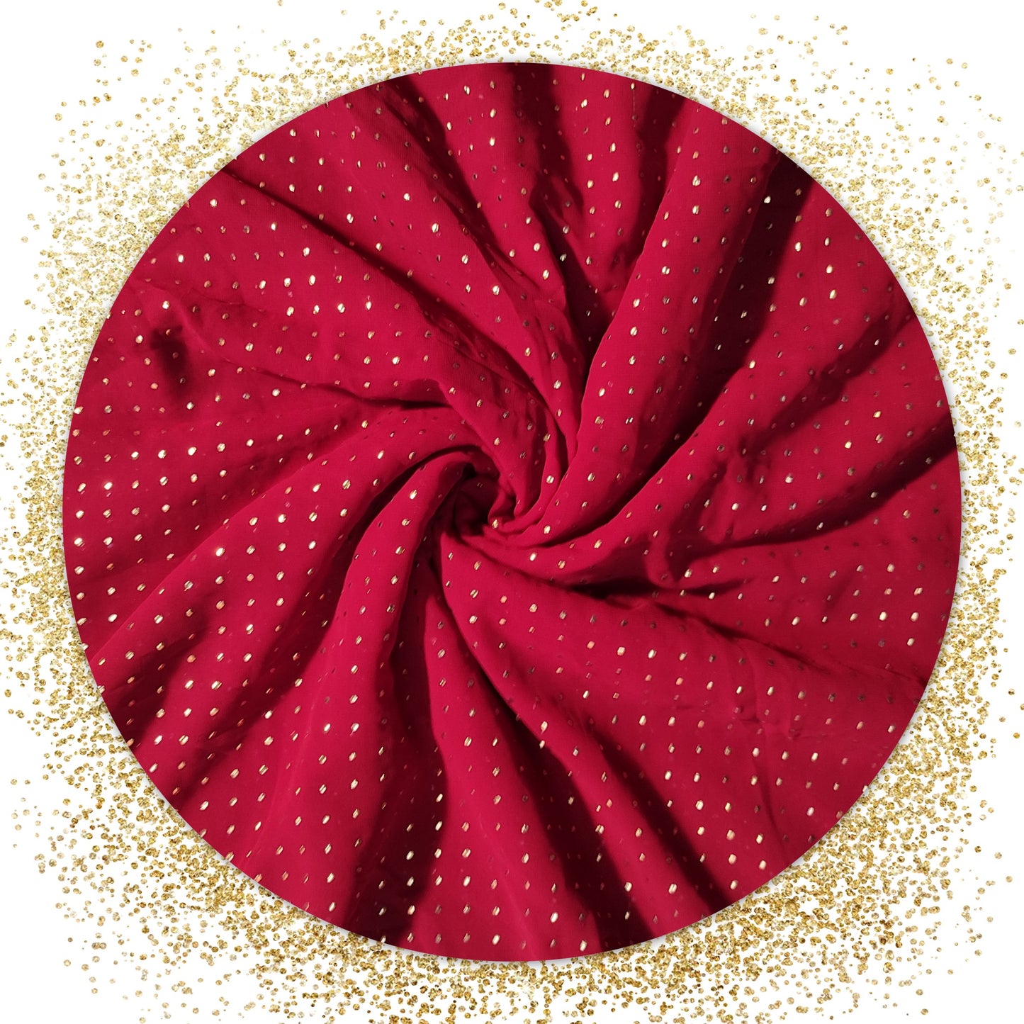 Premium Quality Mukesh Work On Wine Georgette Fabric (Price for 6 mtr)