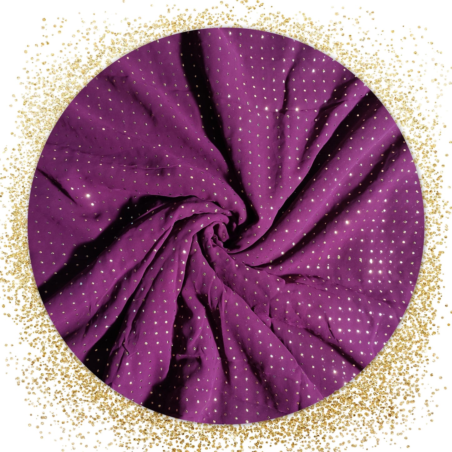 Premium Quality Mukesh Work On Wine Georgette Fabric (Price for 6 mtr)
