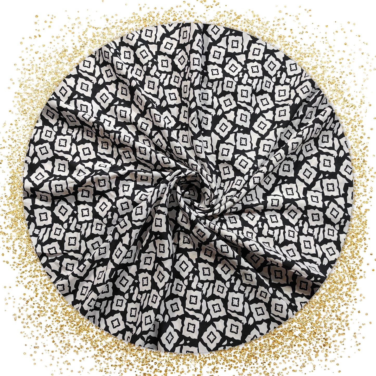 Premium Black & White Crepe Printed Fabric (price for 6 meter fabric)