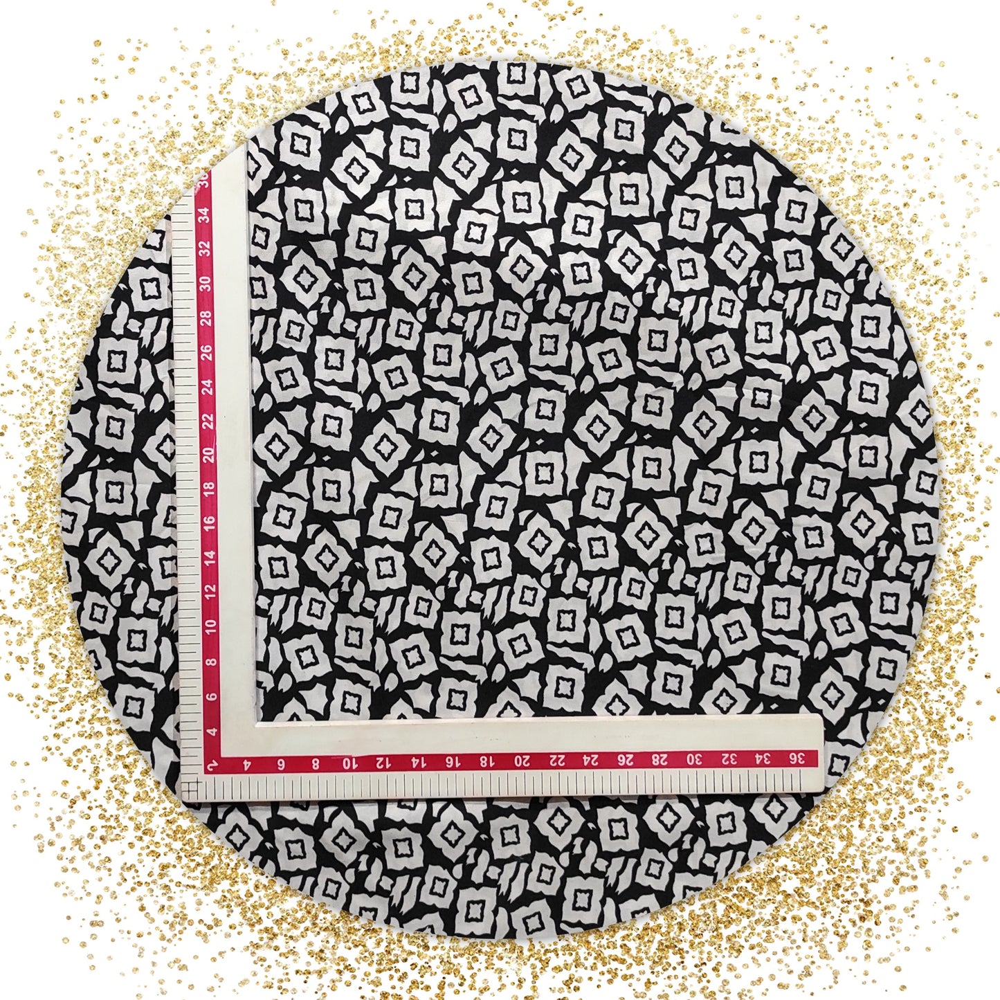 Premium Black & White Crepe Printed Fabric (price for 6 meter fabric)