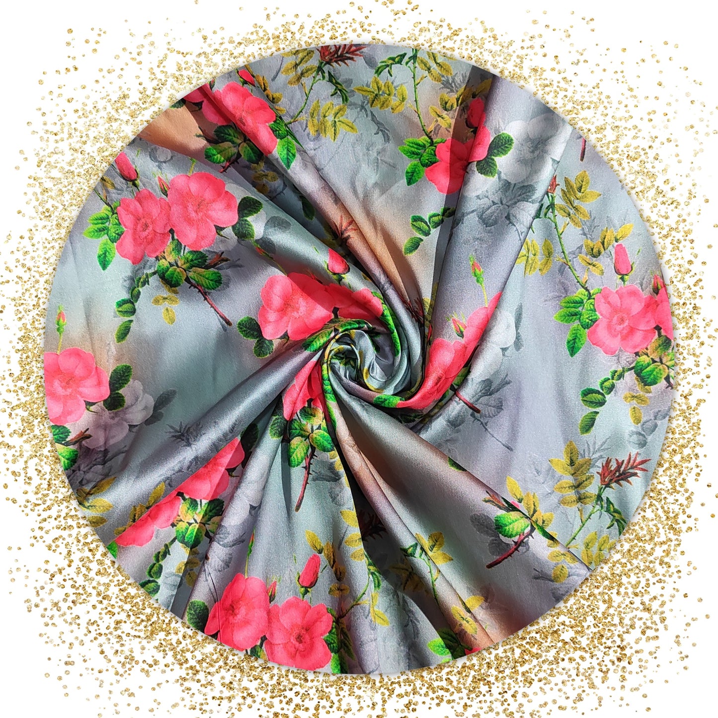 Premium Digital Printed Satin Silk Fabric( Prices for 6 mtr )