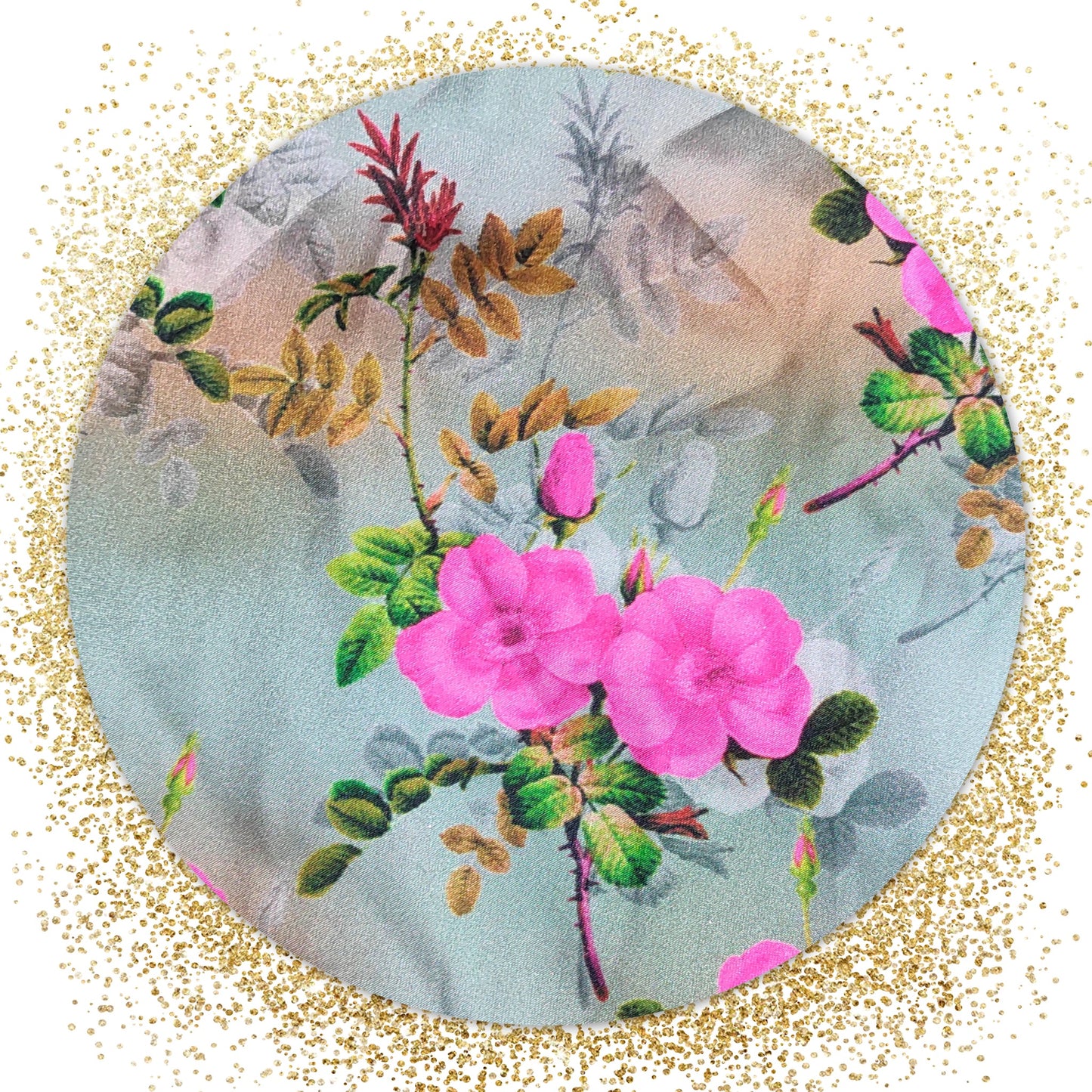 Flower Digital Printed Satin Silk Fabric( Prices for 6 mtr )