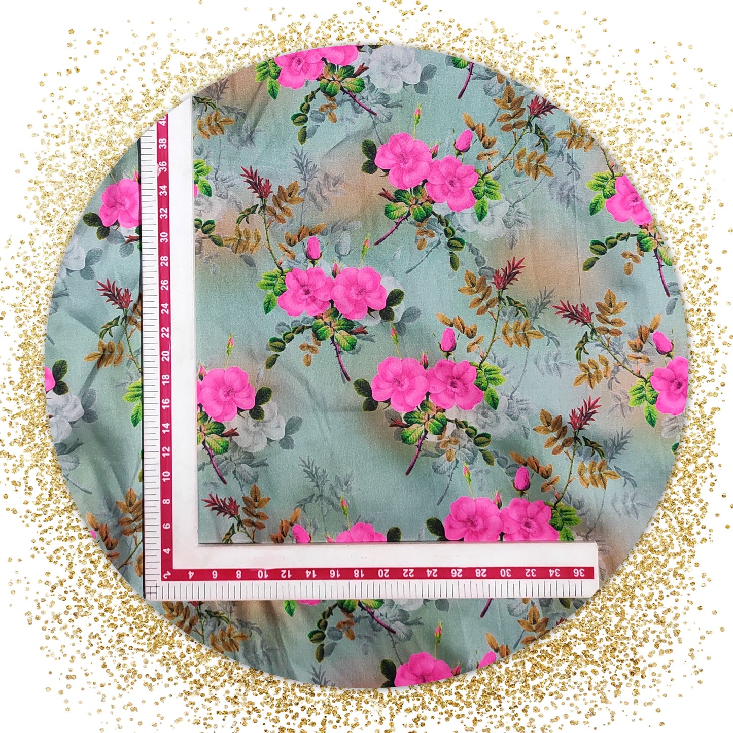 Flower Digital Printed Satin Silk Fabric( Prices for 6 mtr )
