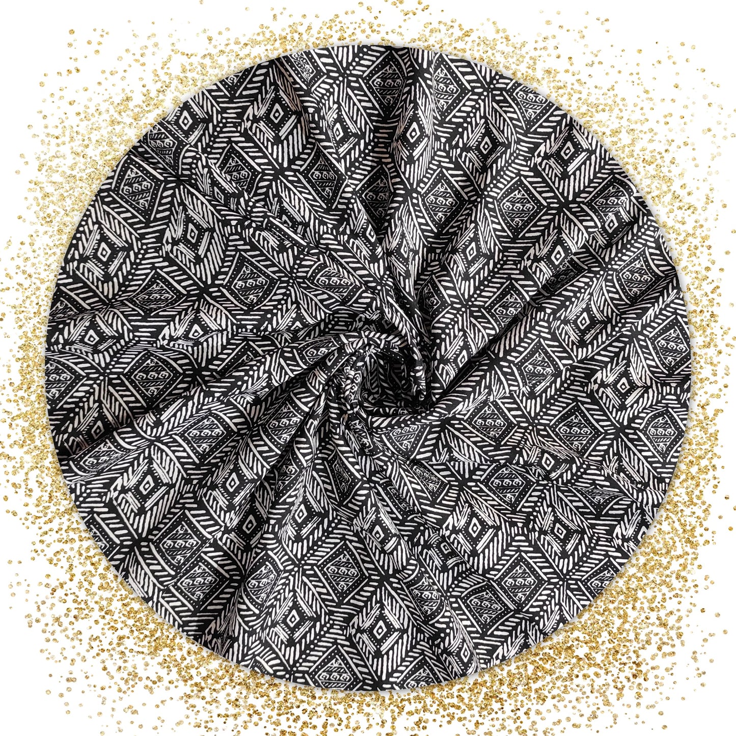 Aesthetic Crepe Printed Black & White Fabric (price for 6 meter fabric)
