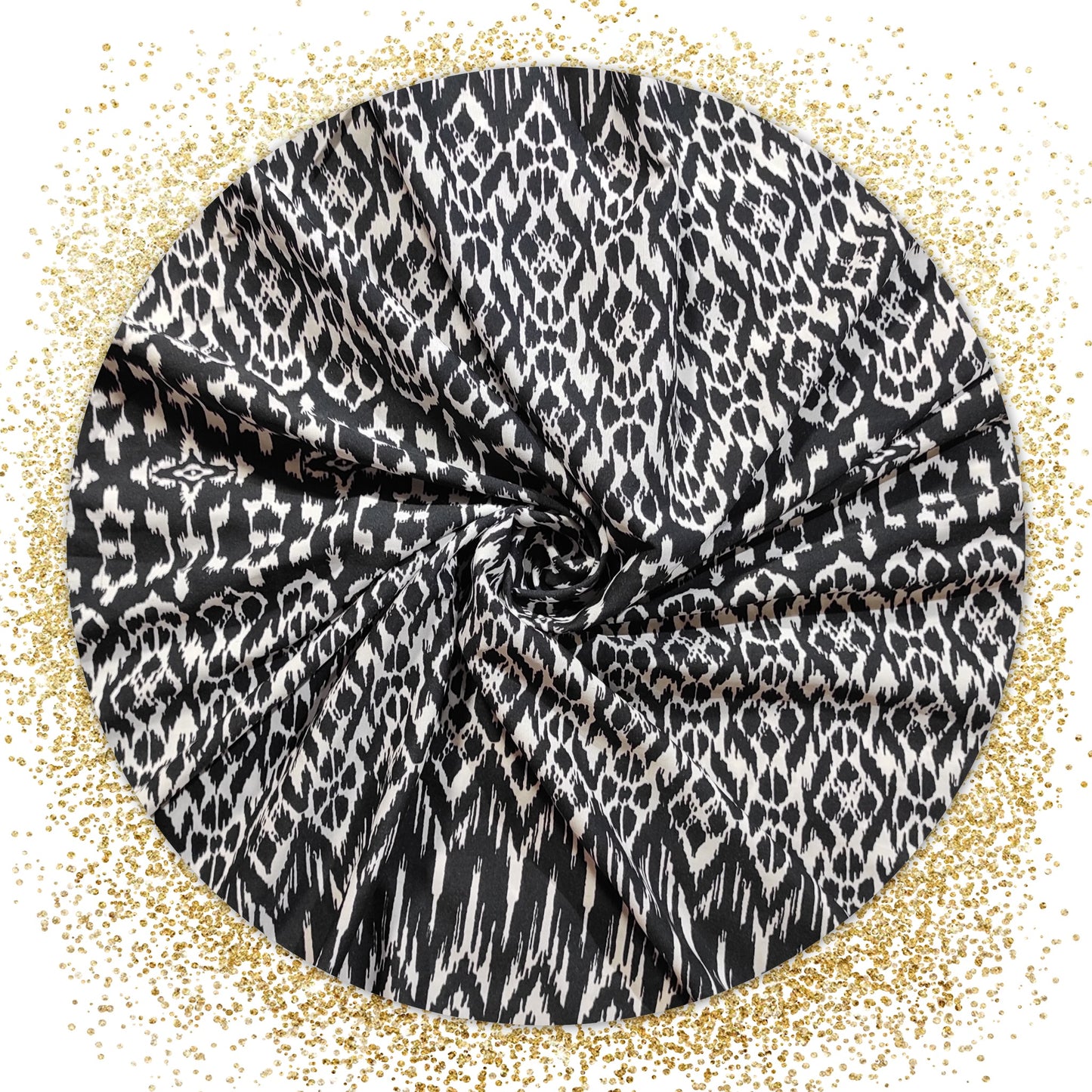 Beautiful Black & White Crepe Printed Fabric (price for 6 meter fabric)
