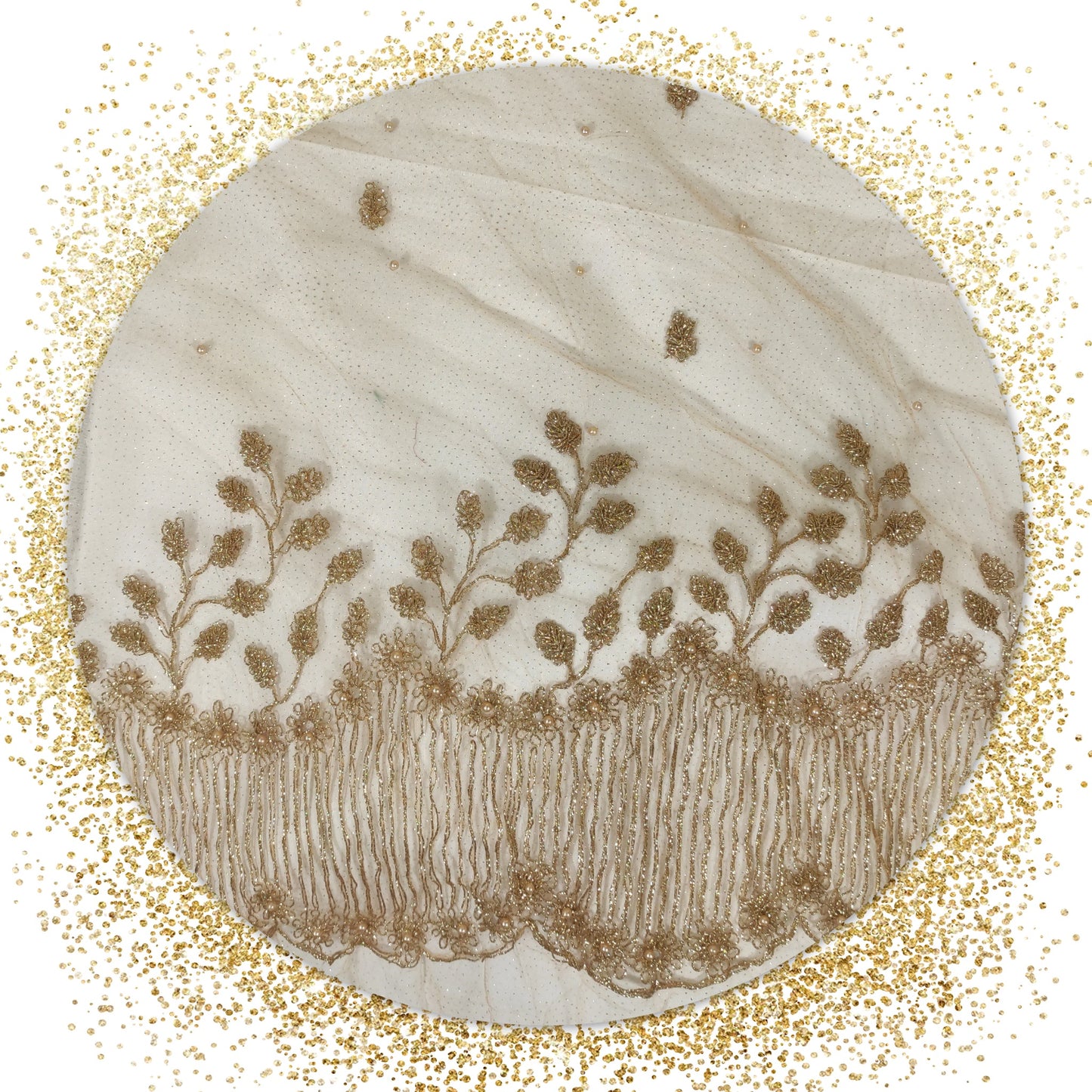 Prime Quality Glitter Coding Work On Net With Matching Pearls (prices for 6 MTR)