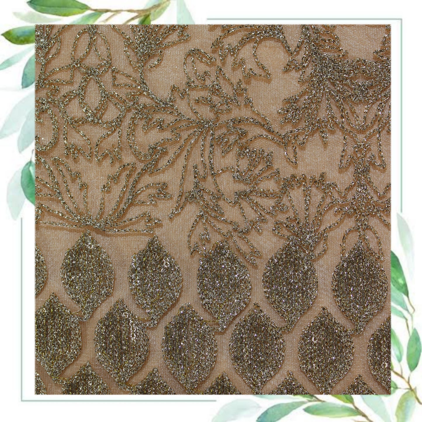 Zari Embroidery With Sequence On Net